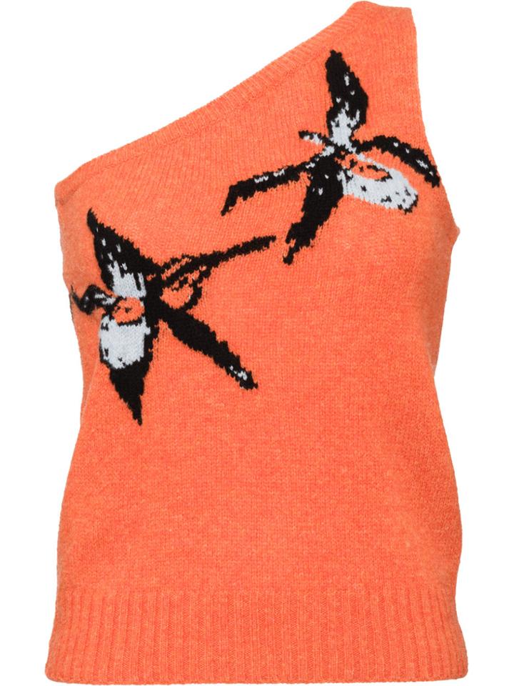 Prada One-shoulder Orchid Intarsia Top - Yellow & Orange