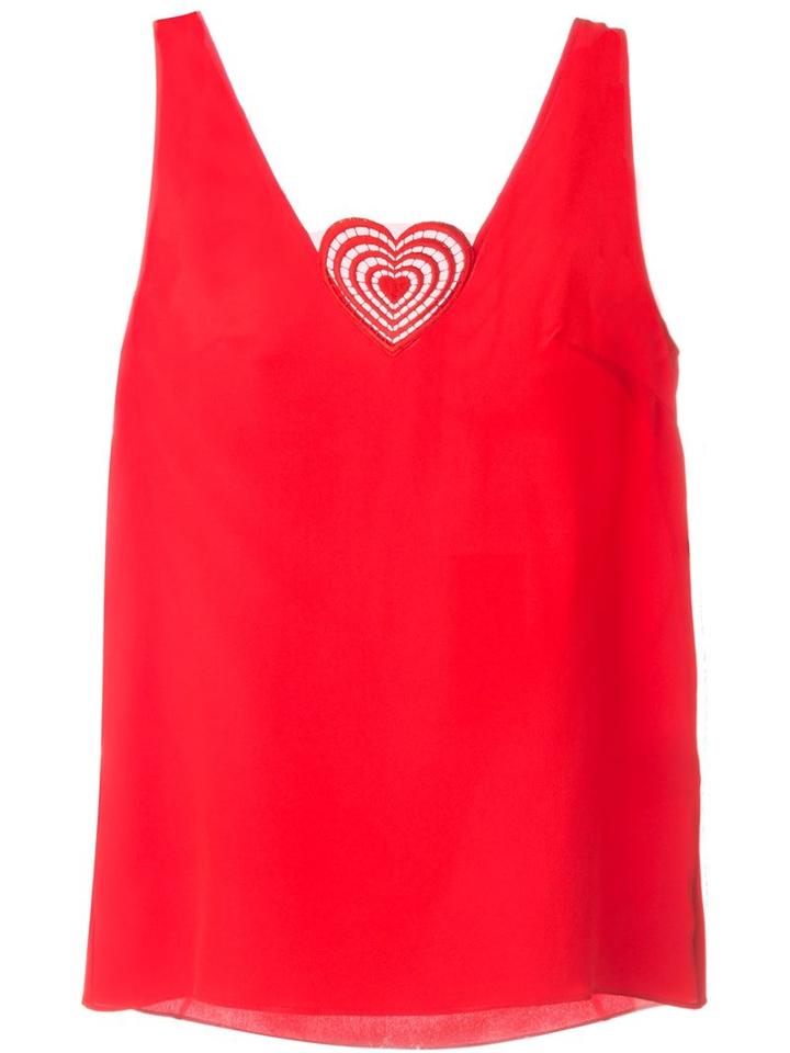 Christopher Kane Heart Applique Blouse, Women's, Size: 12, Red, Silk/polyamide/polyester