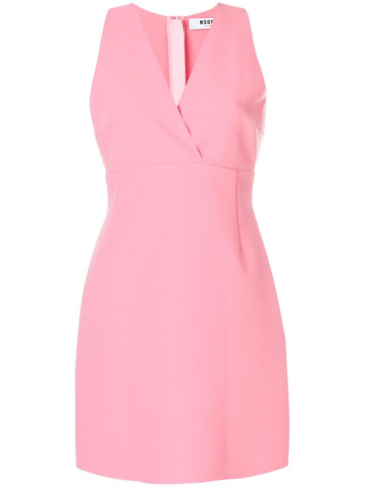 Msgm Sleeveless Mini Wrap Dress - Pink & Purple