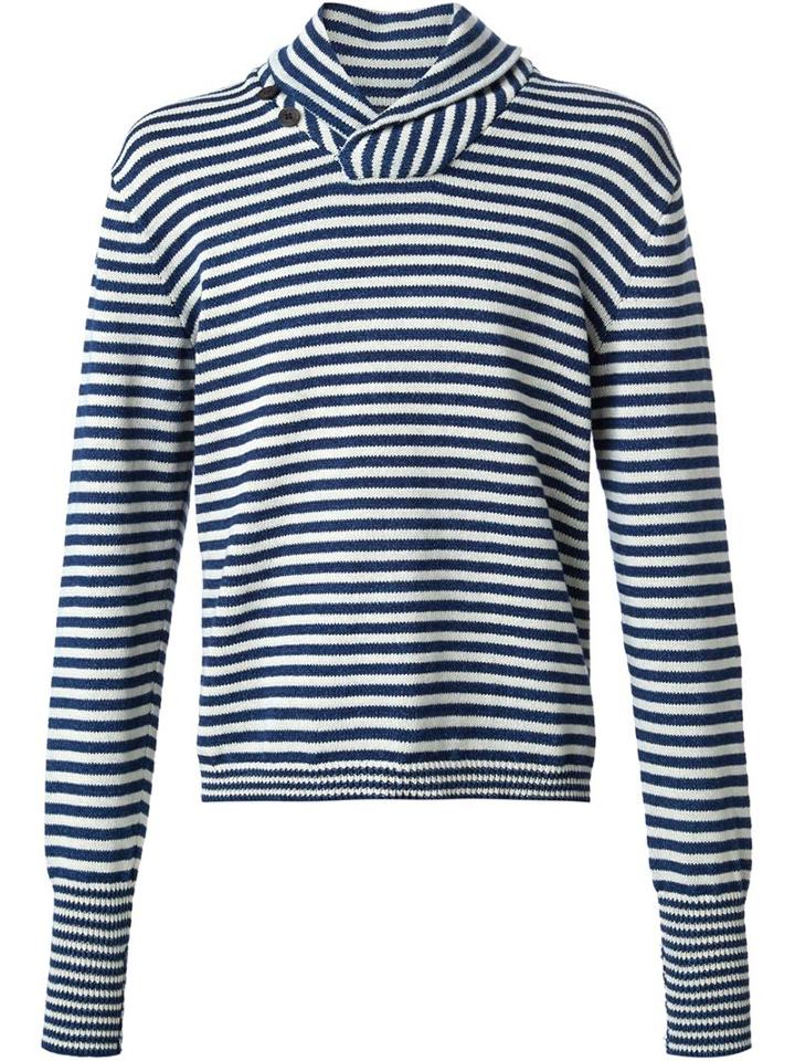 Rrl Striped Shawl Neck Jumper
