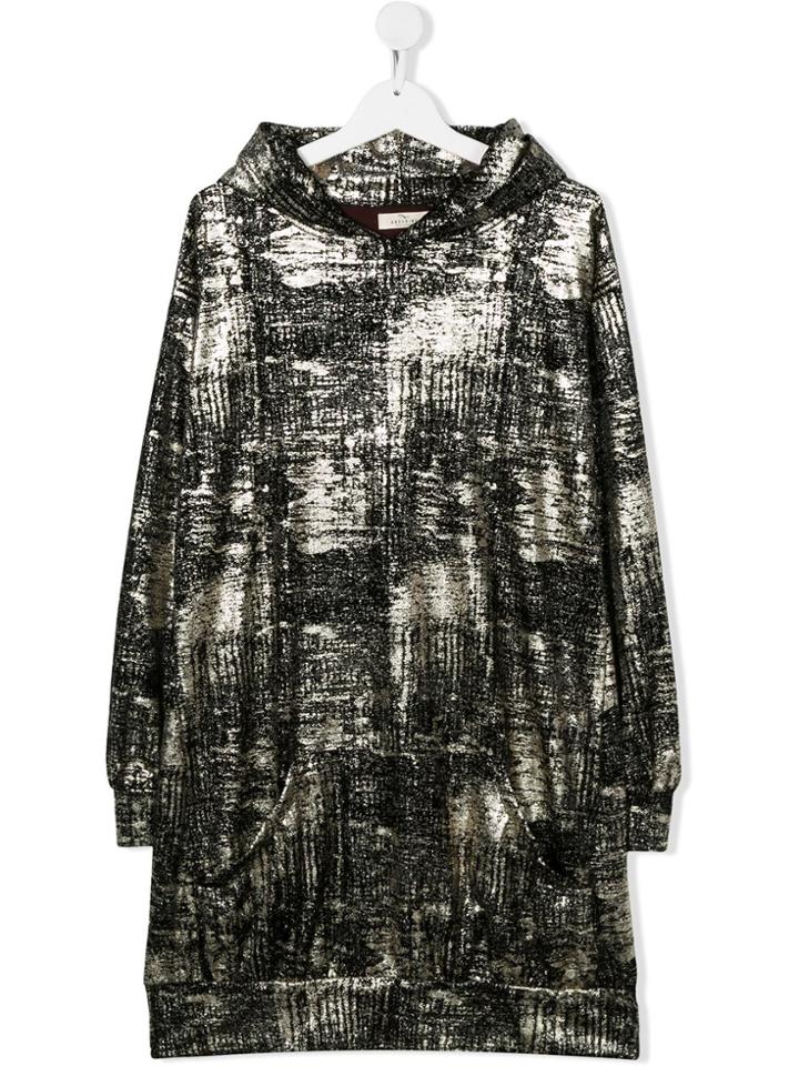Andorine Teen Velvet Hooded Dress - Black