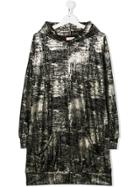 Andorine Teen Velvet Hooded Dress - Black