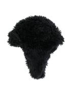 Andorine Ear Peaked Faux Fur Cap - Black