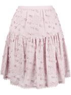 See By Chloé Floral Embroidered Pleated Skirt - Pink & Purple