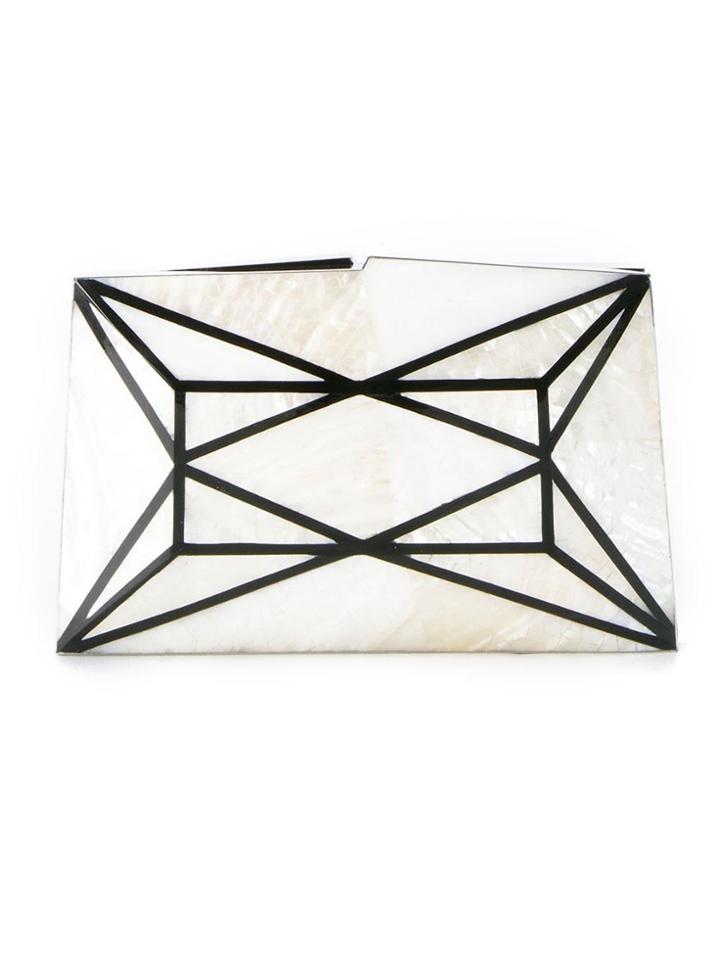 Serpui Panelled Mother Of Pearl Clutch - White