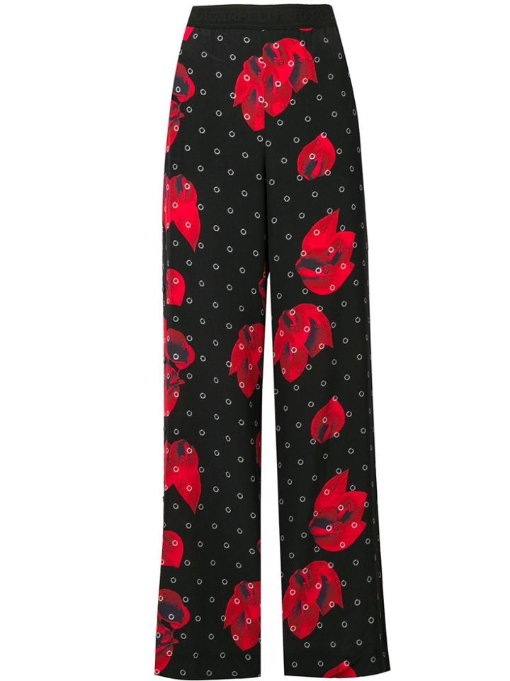 Karl Lagerfeld Floral Print Trousers - Black