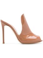 Gianvito Rossi Peep Toe Mule Pumps - Nude & Neutrals