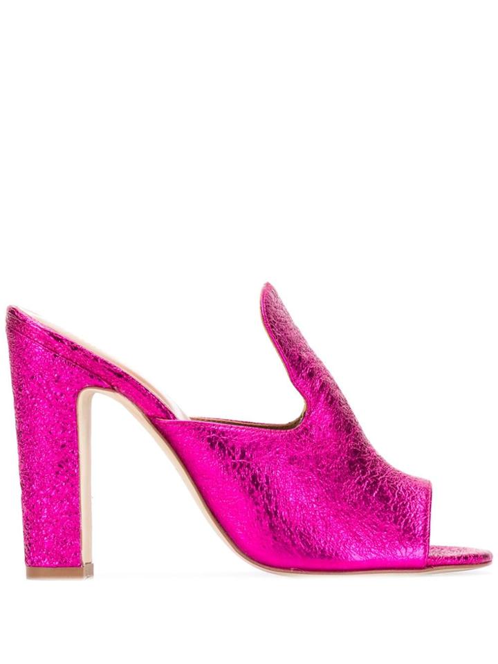 Paris Texas Textured Effect Mules - Pink