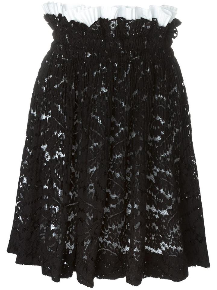 No21 Elasticated Lace Skirt, Women's, Size: 44, Black, Cotton/polyamide