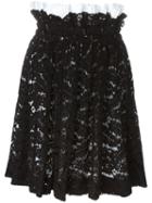 No21 Elasticated Lace Skirt, Women's, Size: 44, Black, Cotton/polyamide