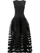 Oscar De La Renta Organza Striped Dress - Black