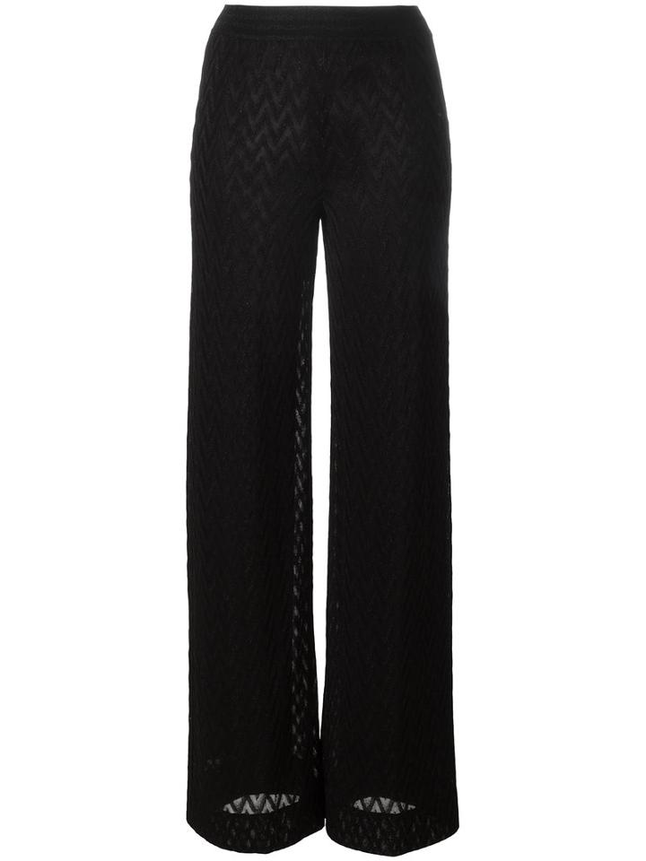 Missoni Zig-zag Pattern Trousers, Women's, Size: 42, Black, Viscose/rayon/polyester/silk
