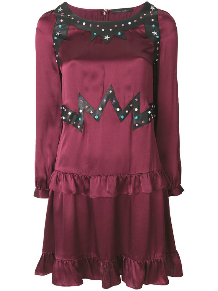Frankie Morello Studded Ruffled Dress - Pink & Purple