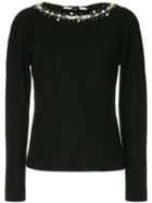 Oscar De La Renta Pearl Embellished Sweater - Black