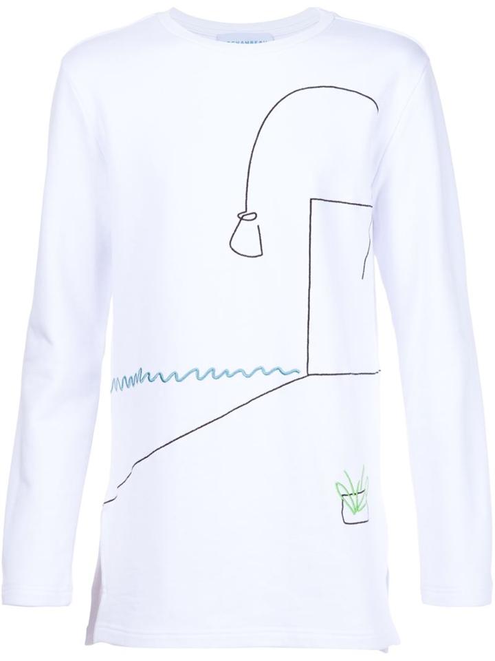 Rochambeau Embroidered T-shirt, Men's, Size: M, White, Cotton