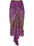 Halpern Sequin-embellished Draped Midi Skirt - Pink