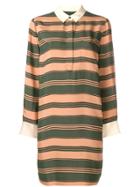 Essentiel Antwerp Long-sleeve Stripe Polo Dress - Neutrals