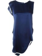 Ports 1961 Asymmetric Sleeveless Blouse, Women's, Size: 42, Blue, Silk