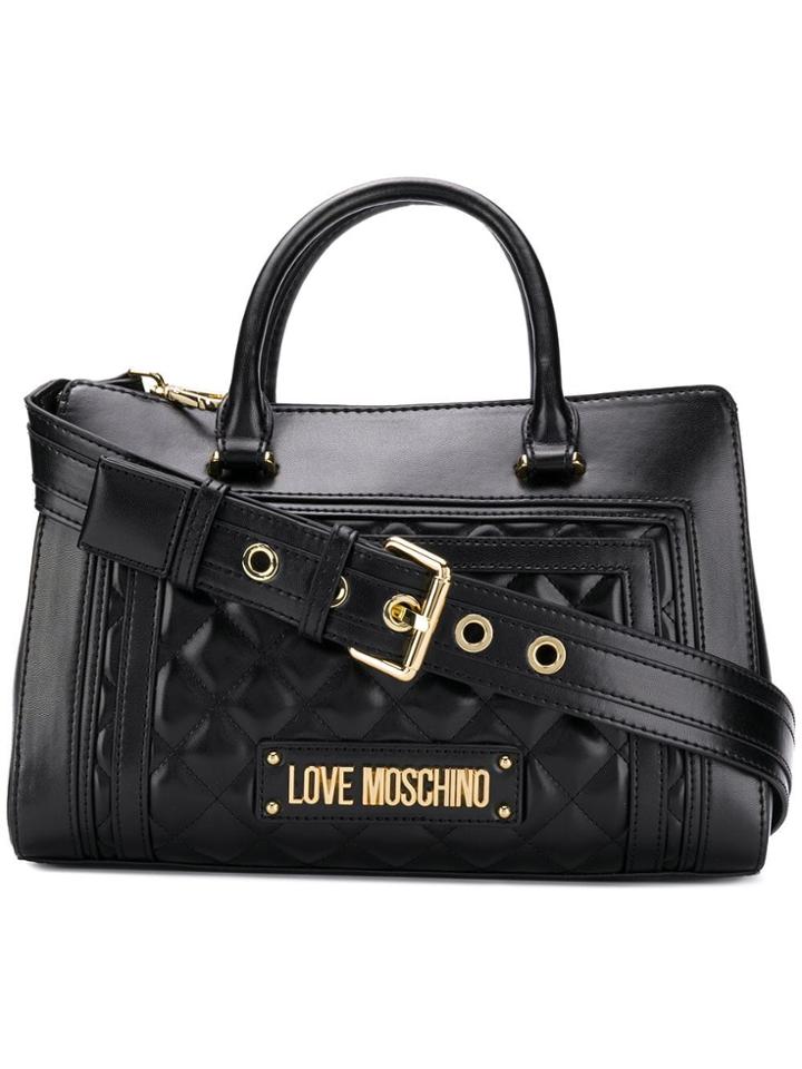 Love Moschino Logo Plaque Tote Bag - Black