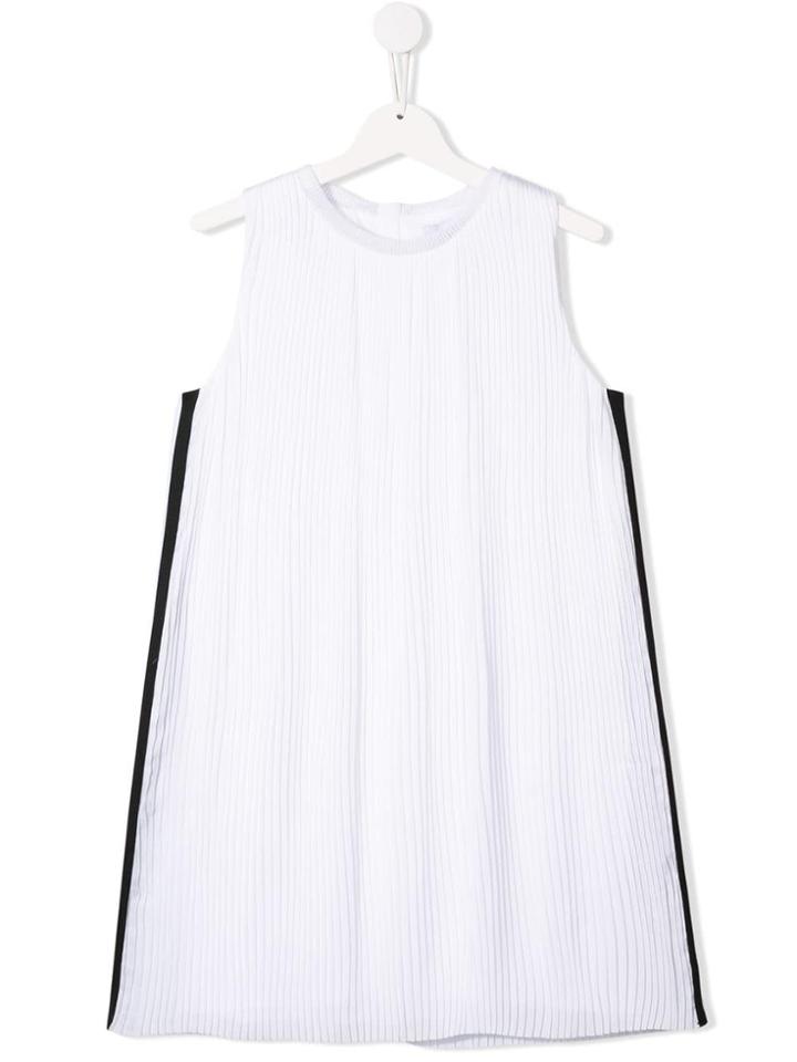 Dkny Kids White Pleated Satin Dress