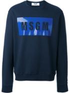 Msgm Logo Print Sweatshirt, Men's, Size: S, Blue, Cotton