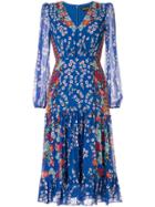 Saloni Devon Floral Print Dress - Blue