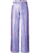 Ashish Wide Leg Sequin Jeans, Women's, Size: Medium, Pink/purple, Cotton/sequin