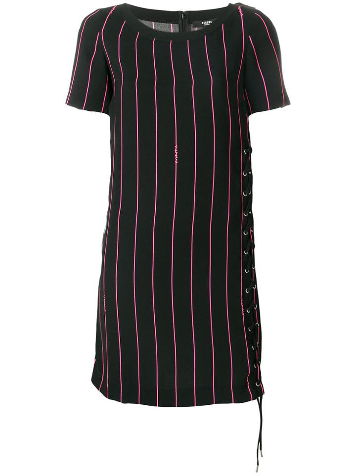 Versus Laced Striped Mini Dress - Black