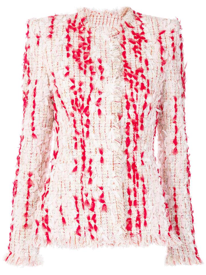 Alexander Mcqueen Tweed Cocoon Jacket - White