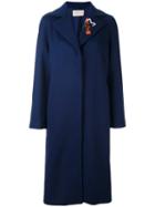 Christopher Kane Rose Embroidered Collar Coat, Women's, Size: 42, Blue, Viscose/virgin Wool