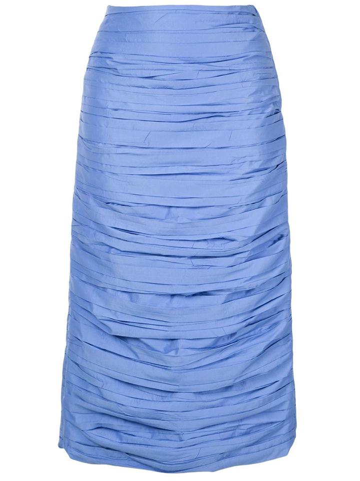 Irene Pleated Midi Skirt - Blue