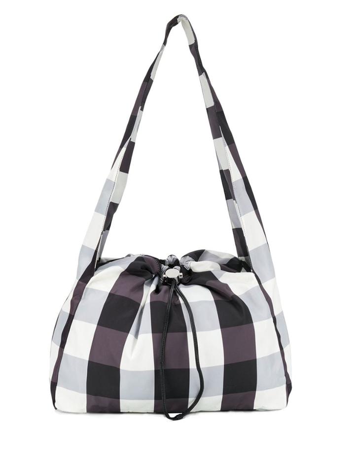 Kara Cloud Gingham Shoulder Bag - Black