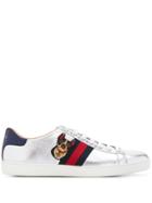 Gucci Ace Embroidered Sneakers - Silver