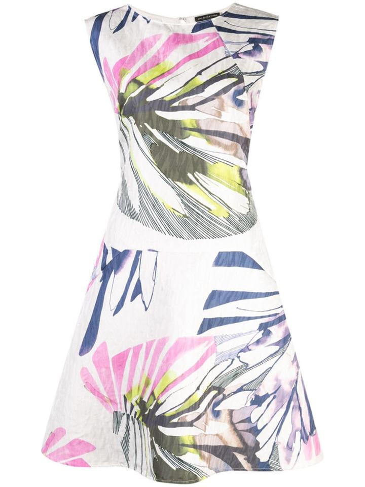 Josie Natori Palm Print Jacquard Dress - White