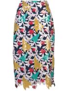 Prabal Gurung Floral Appliqué Pencil Skirt - Blue