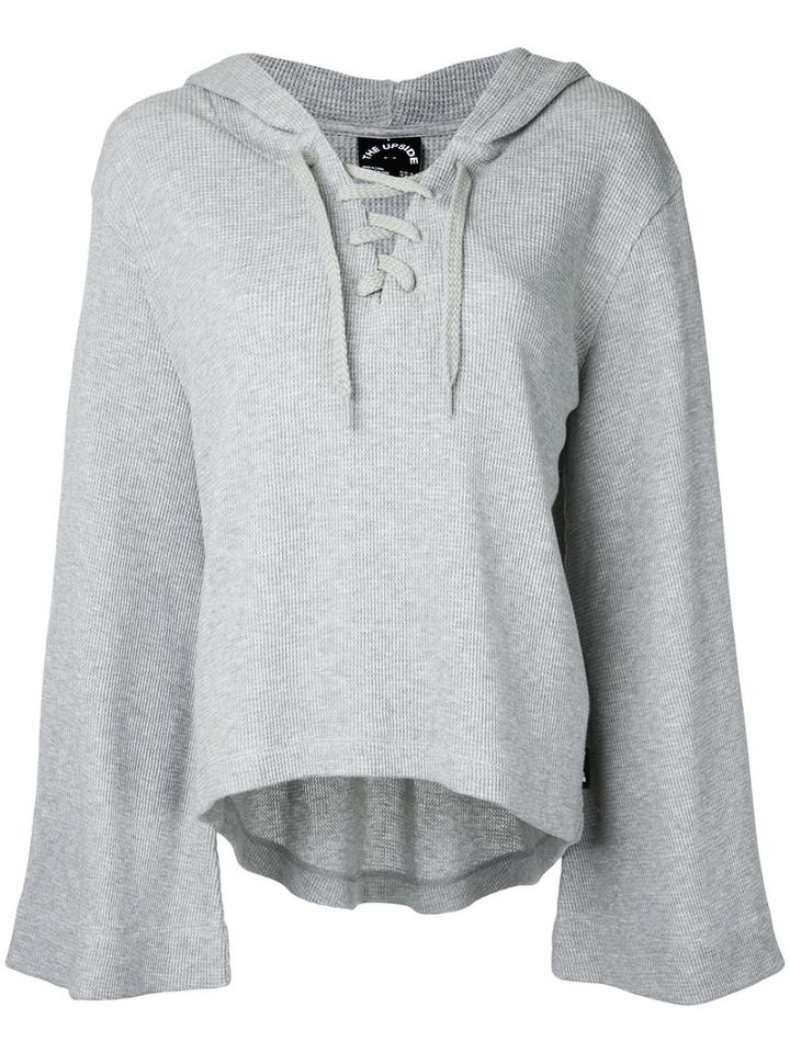 The Upside - Bell Sleeve Hoodie - Women - Cotton - S, Grey, Cotton