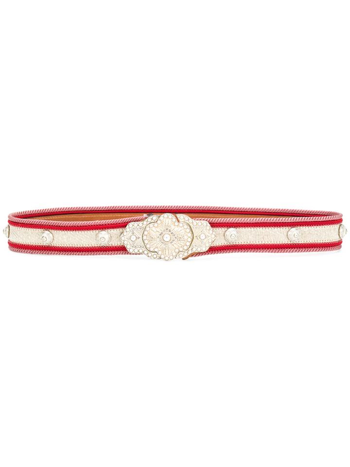 Etro Crystal Pearl Embellished Belt - White