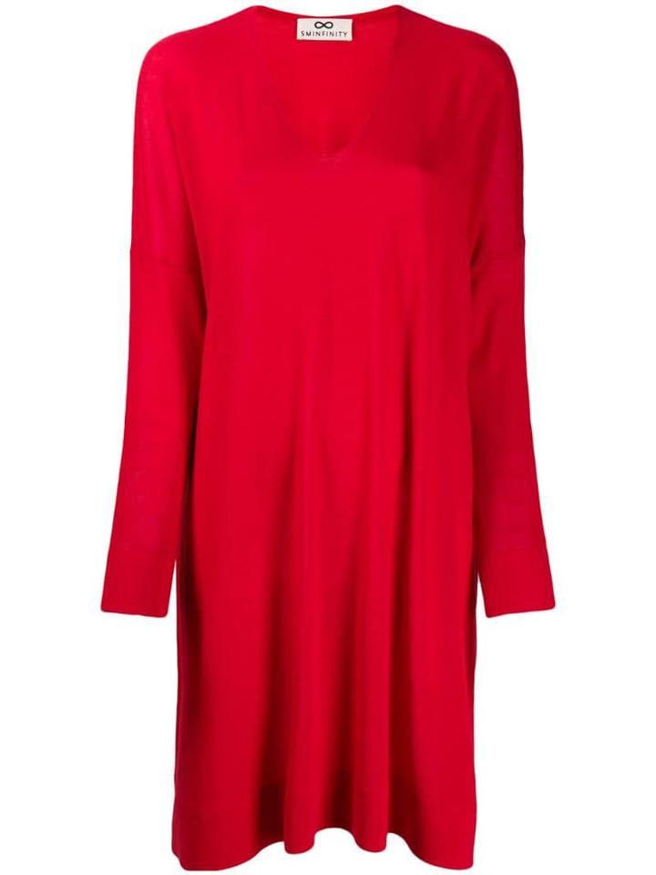 Sminfinity Long V-neck Jumper - Red