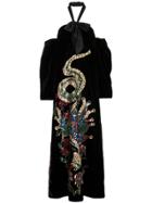 Gucci Sequin Embroidered Velvet Gown - Black