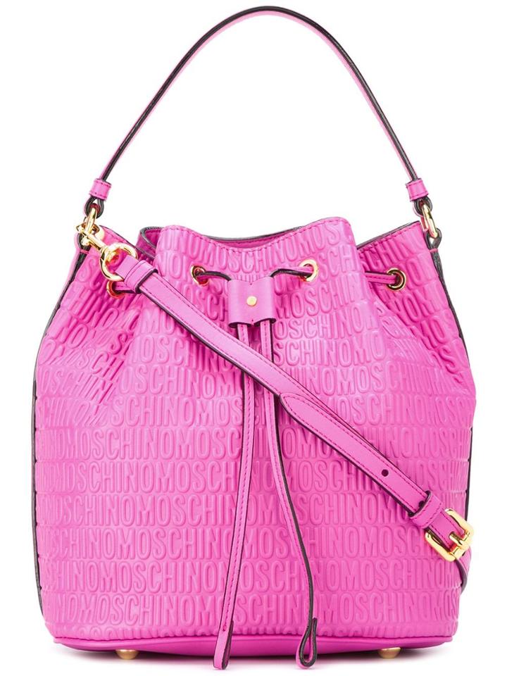 Moschino Logo Printed Bucket Tote - Pink & Purple