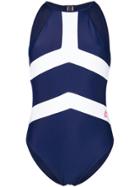 Perfect Moment Contrast Stripe One Piece - Blue