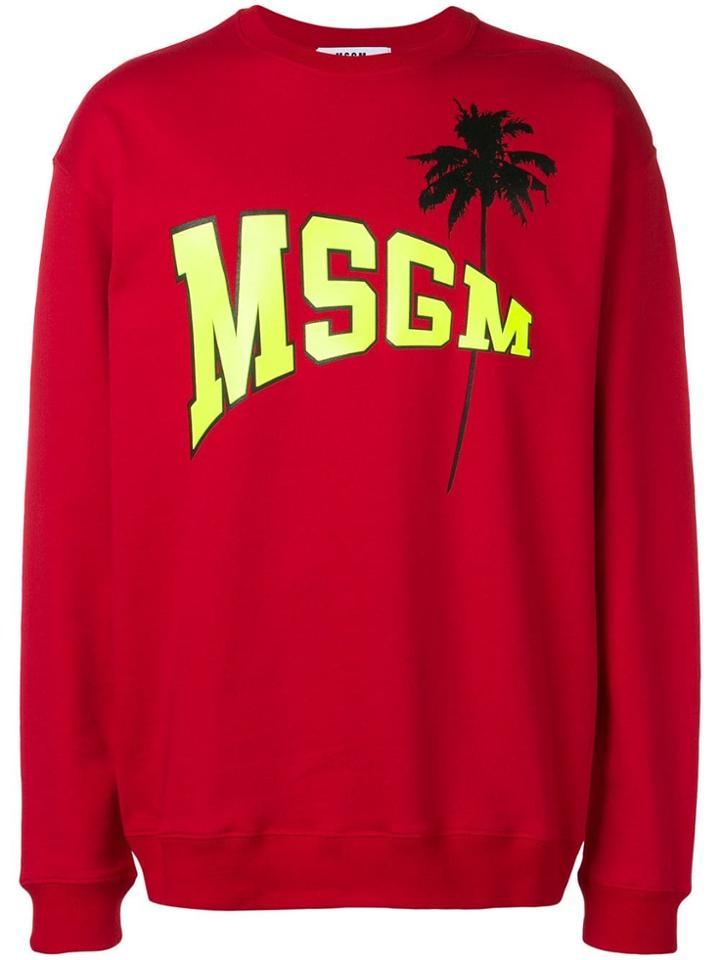Msgm Palm Tree Logo Sweatshirt - Red