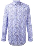 Etro Allover Print Shirt, Men's, Size: 41, Pink/purple, Cotton/spandex/elastane