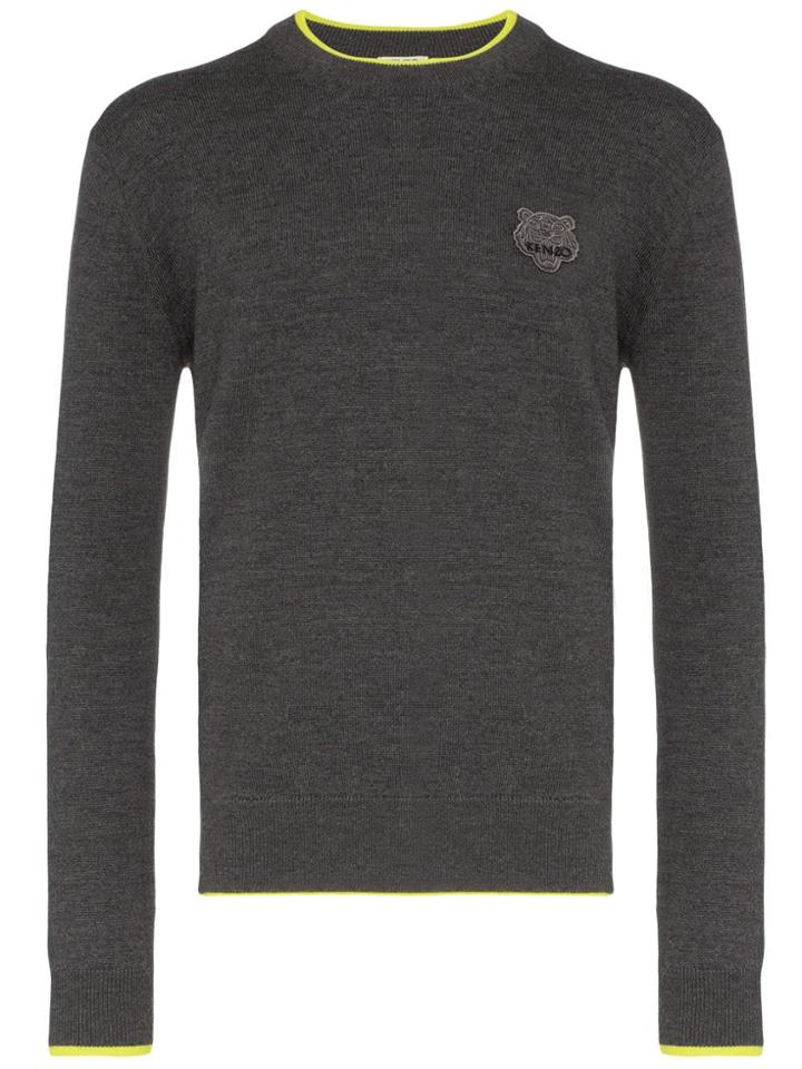 Kenzo Tiger Patch Crew-neck Sweater - Grey