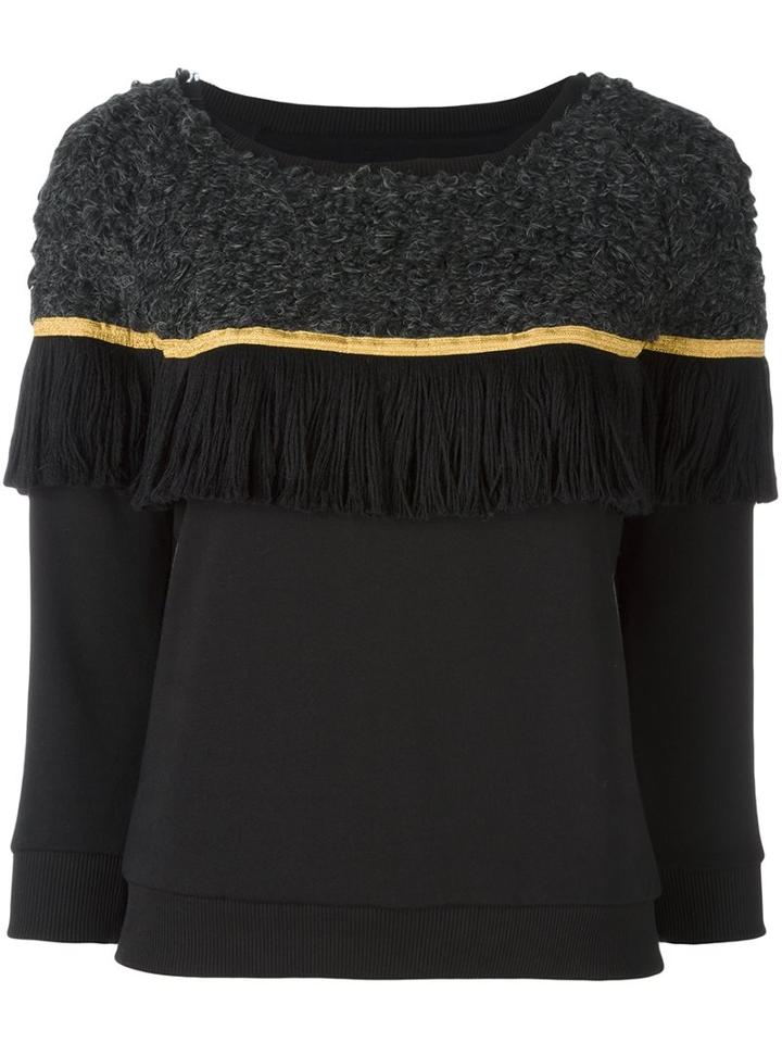 Christian Pellizzari Contrast Knit Fringed Sweatshirt