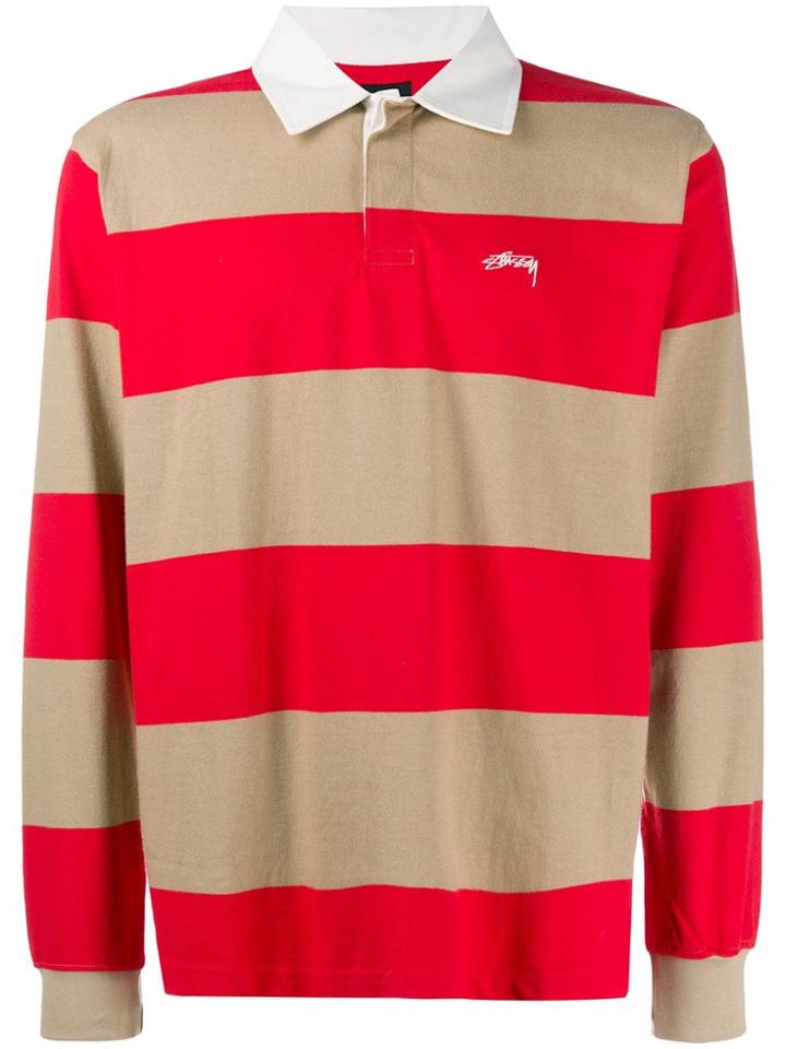 Stussy Striped Polo Shirt - Neutrals