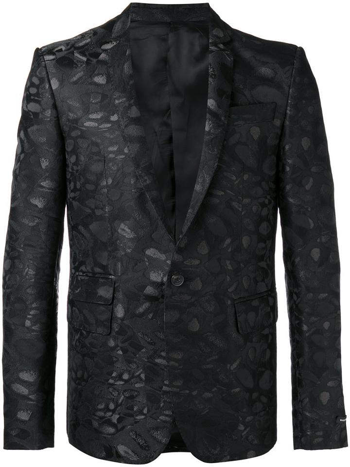 Les Hommes Jacquard Blazer, Men's, Size: 56, Black, Polyester/cotton/acetate/viscose