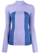 Mugler Ribbed Knit Turtleneck Sweater - Purple