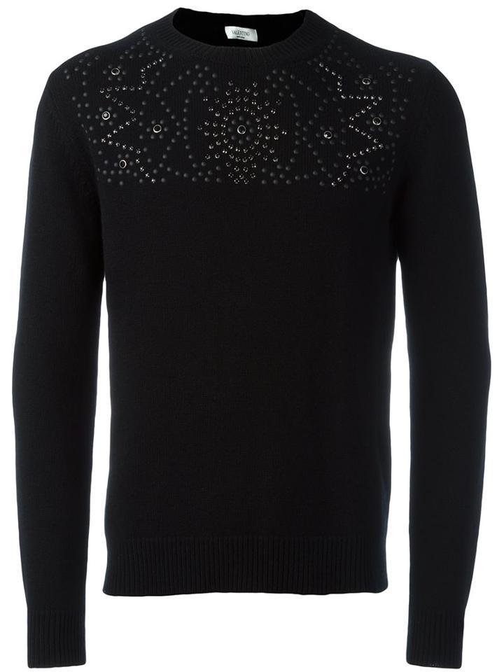 Valentino Studded Jumper, Men's, Size: Small, Black, Cashmere
