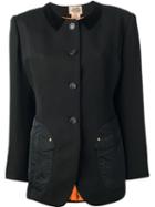 Hermès Vintage Buttoned Blazer, Women's, Size: 42, Black